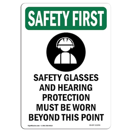 Signmission OSHA Sign, Glasses And, 14in X 10in Rigid Plastic, 10" W, 14" H, Portrait, OS-SF-P-1014-V-11296 OS-SF-P-1014-V-11296